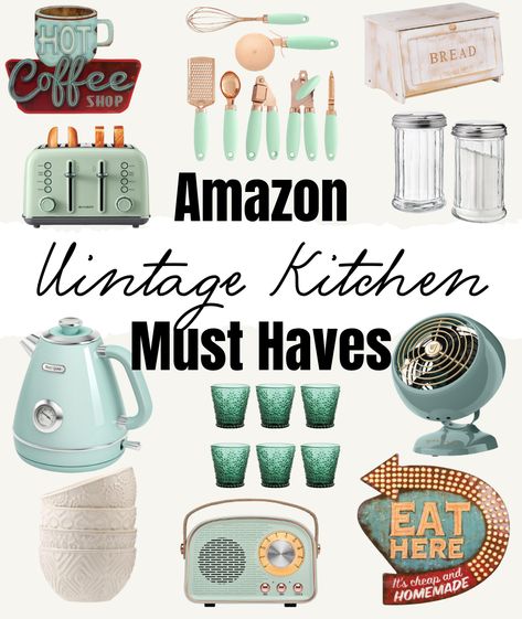 Vintage kitchen decor, vintage kitchen aesthetic, vintage kitchen must have, vintage kitchen ideas, vintage kitchen utensils, vintage kitchenware, vintage kitchen aesthetic modern, vintage kitchen aesthetic cozy, vintage kitchen aesthetic eclectic Kitchen Aesthetic Modern, Kitchen Aesthetic Cozy, Kitchen Aesthetic Vintage, Vintage Kitchen Aesthetic, Thrifted Kitchen, Kitchen Ideas Vintage, Modern Vintage Kitchen, Vintage Kitchen Ideas, 1950s Kitchen Decor