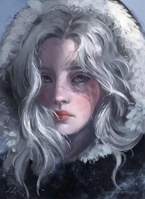 Snow People Fantasy Art, Snow Woman Art, Woman With White Hair Art, White Hair Fantasy Art, White Haired Girl Art, Snow Fantasy Art, White Hair Character Art, White Hair Girl Art, Snow Digital Art