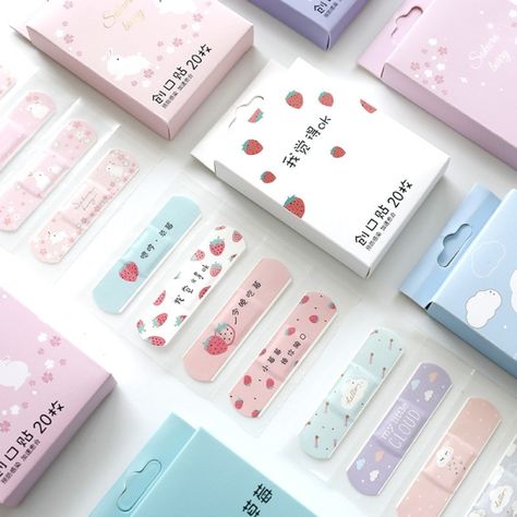 Aesthetic Band Aid, Aesthetic Bandages, Band Aids Aesthetic, First Aid Kit Aesthetic, Selfcare Tools, Cute Band Aid, Pediatrics Doctor, Cute Bandage, Facial Routine Skincare