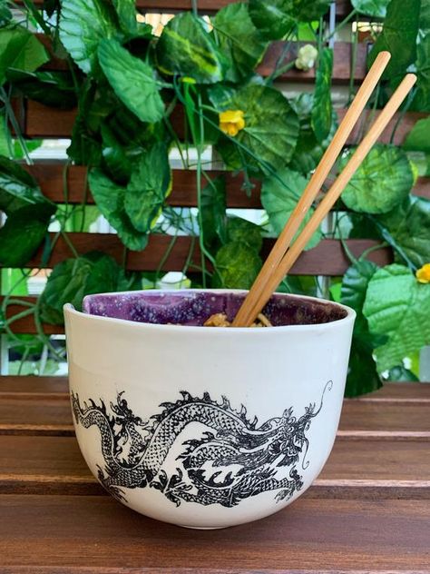 Ramen Rice, Dragon Noodles, Thai Pad, Bamboo Chopsticks, Japanese Rice Bowl, Dragon Bowl, Ramen Noodle Bowl, Ramen Bowls, Shamrock Design