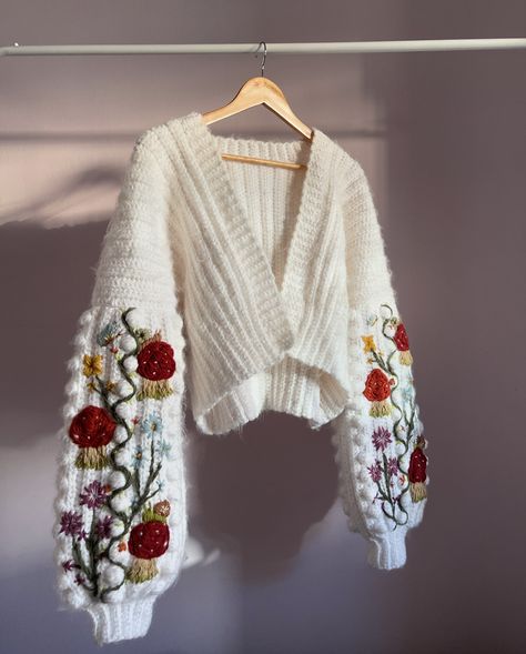 🧚🍃🍄🌷✨🍂 yall i just made the cardigan of my dreams!!! i can’t wait to wear it and feel like a fairy frolicking in the forest😫💞 the incredible embroidery work by @eva_embroidery_ thank you for bringing my cottagecore dreams to life🥹🫶 #crochet #crocheting #crochetaddict #crochetcardigan #fairy #fairycore #cottagecore #forestfairy #handmade #smallbusiness #kurd #kurdistan Fairycore Cottagecore, Forest Fairy, Embroidery Work, Fairy Core, In The Forest, Crochet Cardigan, The Forest, Feel Like, Forest