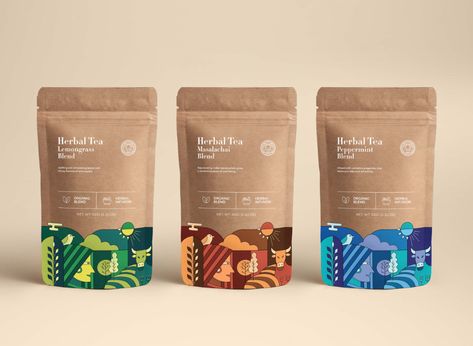 Organic Food Packaging, Healthy Food Packaging, Coffee Bag Design, Rice Packaging, Organic Packaging, Spices Packaging, Tea Labels, Tea Packaging Design, Kraft Packaging