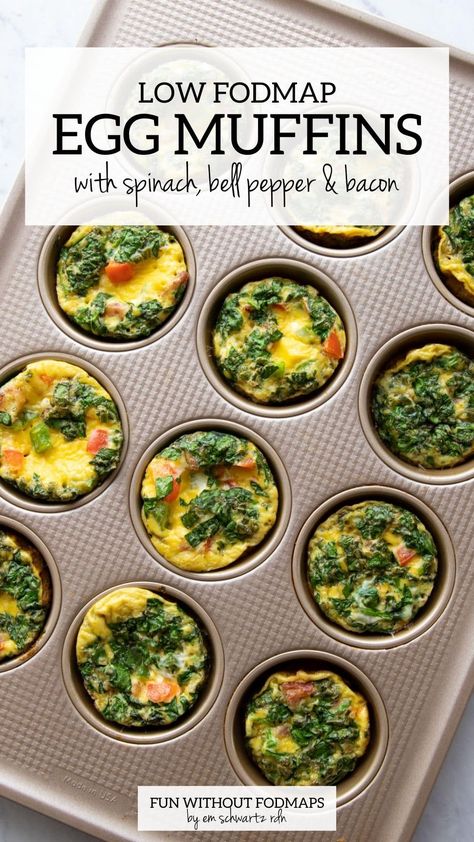 Muffins With Spinach, Low Fodmap Breakfast, Low Fodmap Fruits, Fodmap Lunch, Pepper Bacon, Low Fodmap Recipes Dinner, Fodmap Meal Plan, Fodmap Breakfast, Fodmap Friendly Recipes