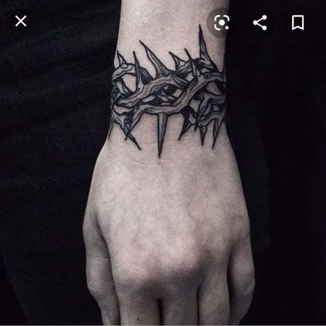 Gotik Tattoo, Wrist Band Tattoo, Thorn Tattoo, Hand Tattoos For Guys, Band Tattoo, Dark Tattoo, Black Ink Tattoos, Tattoo Sleeve Designs, Barbed Wire