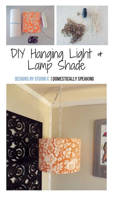 This would be perfect in the dark corner of my family room!!!  A DIY Hanging Light and Lamp Shade - looks like an easy DIY Project Swag Lamp Ideas, Diy Hanging Light, Diy Swag, Hanging Light Lamp, Diy Lamps, Hanging Lamp Shade, Swag Lamp, Lampshade Designs, Swag Light