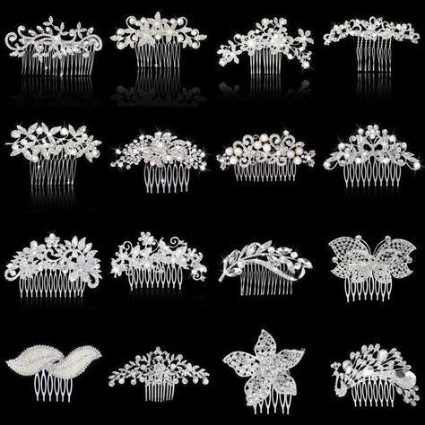 Headscarf Styles, Pin Hairstyles, Hairstyles Accessories, Wedding Party Flowers, Hair Comb Clips, Rhinestone Hair Comb, Hair Comb Accessories, Bridal Wedding Hair, Wedding Hair Clips