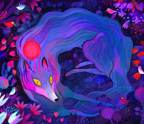 Juliette Oberndorfer, Behance Illustration, Wolf Forest, Arte Do Kawaii, Art Et Illustration, Arte Popular, Nature Illustration, 그림 그리기, Artist Inspiration