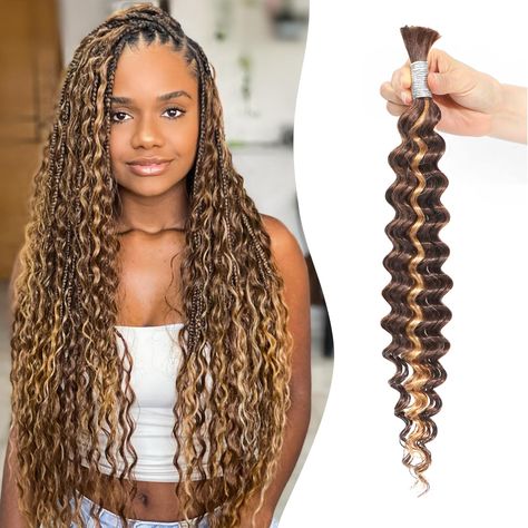 PRICES MAY VARY. 💙[Hair Amount Option Reference] Our human braiding hair bundle is 50g and 100g available. In order to make braids plump enough, we suggest customers to make combination in 50g+100g or 100g+100g. For how to choose a hairstyle and the amount of hair, please take a closer look at our product description :) 💙[Superior Hair Material] JOLAI curly hair for braiding has adopted 100% unprocessed human hair, very soft and smooth without drying, tangling, splitting nor chemical odors, wh Blonde Braiding Hair, Ombre Braiding Hair, Braiding Hair Extensions, Blonde Braids, Human Braiding Hair, Braid In Hair Extensions, Braiding Hair, Boho Braids, Real Human Hair