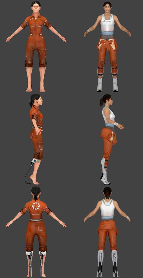 Chell reference sheet, both Portal and Portal 2. Chell Portal, Portal Cosplay, Portal Art, Valve Games, Aperture Science, Portal Game, Portal 2, Reference Sheet, You Monster