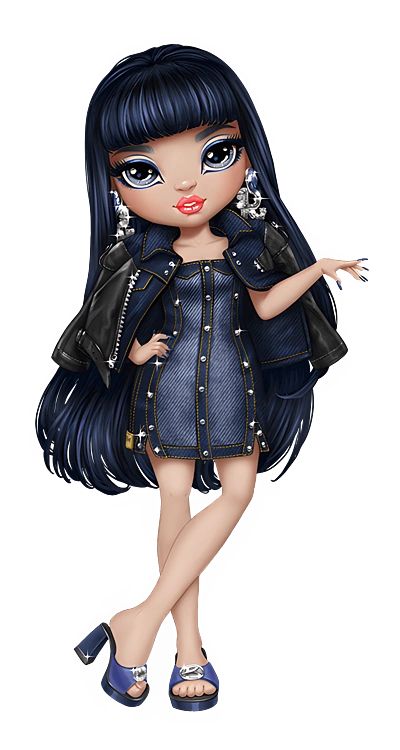 Kim Nguyen/Gallery | Rainbow High Wiki | Fandom Rainbow High Kim Nguyen, Rainbow High Characters, Kim Nguyen, Navy Blue Leather Jacket, Long Straight Black Hair, Blue Sandals Heels, Coral Lipstick, Light Blue Eyes, Straight Black Hair