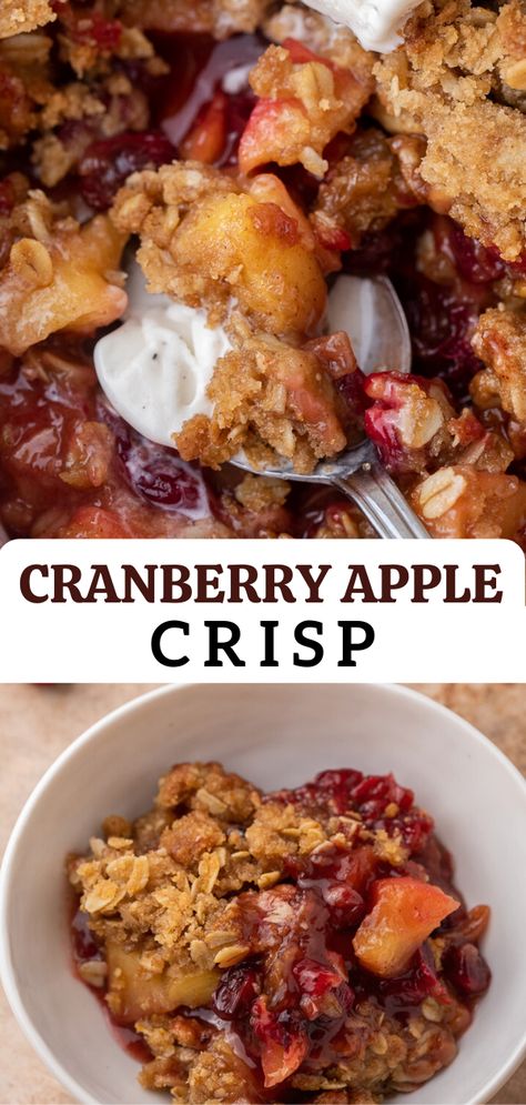 This cranberry apple crisp recipe uses fresh cranberries as well as apples to bring you the perfect dessert for the holiday season. It is sweet, tangy, crispy and oh so delicious! Cranberry Apple Crisp, Using Apples, Apple Cranberry Crisp, Crisp Topping, Apple Crisp Recipe, Easy Holiday Desserts, Cranberry Apple, Fruit Crisp, Apple Crisp Recipes