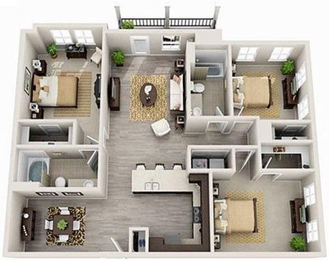 3 Bedroom Interior Design, Home Layout Plans 3 Bedroom, 3 Bedroom Mini Home, Small House Layout 3 Bedroom, Simple House Plans 3 Bedroom 2 Bath, 3 Bedroom Apartment Layout, Apartment With 3 Bedrooms, Sims 4 Apartment Layout 3 Bedroom, 3 Bedroom Apt Floor Plans