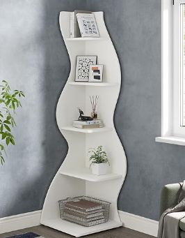 📚🌱💚 ✨ Key Features: 1️⃣ Unique Design: The curvy and groovy shape adds a playful twist to any room, making it a conversation starter. 2️⃣ Versatile Functionality: Use it to showcase your favorite books, art pieces, or create a plant haven for your leafy friends. 3️⃣ Space-Saving Wonder: Maximize your corner space with this elegant shelving solution. As an Amazon Associate I earn from qualifying purchases. Step Bookcase, Shelving Unit Bedroom, Corner Shelf Ideas, Corner Bookshelf, Shelf Modern, Wall Corner, Corner Bookshelves, Small Bookcase, Restroom Decor