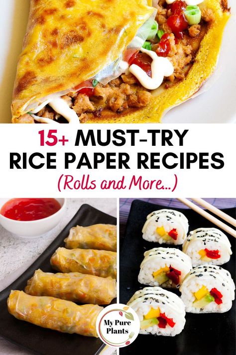 Rice Paper Crab Rolls, What To Make With Spring Roll Wrappers, Recipes With Rice Paper Sheets, Egg Rice Paper Rolls, Spring Roll Ideas Rice Wraps, Unique Spring Rolls, Rice Paper Spring Roll Recipe, Spring Roll Rice Wrapper Recipes, Spring Roll Skin Recipes