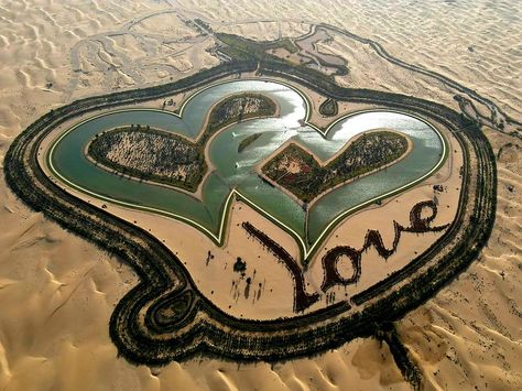 Al Qudra Lake - Love Lake Heart-shaped lagoons in Dubai ~.~ Love Lake Dubai, Dubai Desert, Two Hearts, Amazing Places, Places Around The World, You Are Invited, Budget Travel, Our World, Google Images