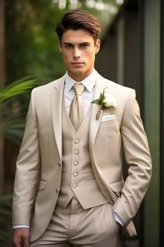 Champagne Wedding Suits For Men, Champagne Wedding Suit, Champagne Suits For Men Wedding, Debs Suits, Champagne Suits For Men, Champagne Tux, Groom Suit For Wedding, Suits Men Groom, Three Piece Suit Mens Wedding