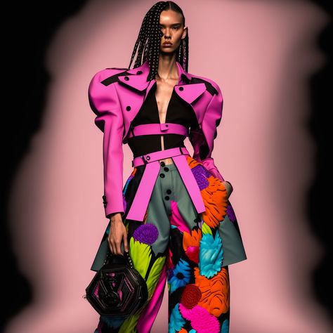 Spring 2023 Trending Maximalist Dress, Nouveau Dada, Postmod Dada, 90s inspired, Pantone, AI Extravaganza Outfit, Maximal Fashion, Maximalist Dress, Maximal Style, Brands Aesthetic, Maximalist Fashion, Conceptual Fashion, Fashion Gowns, Weird Fashion