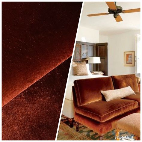 Designer Velvet Upholstery & Drapery Fabric -Rust Orange Red- By The Yard - Fancy Styles Fabric Pierre Frey Lee Jofa Brunschwig & Fils Orange Aesthetics, La Apartment, Interior Design Fabric, Parisian Home Decor, Pine Kitchen, Velvet Upholstery Fabric, Orange Velvet, Rust Orange, Velvet Upholstery