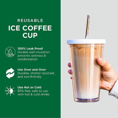 Reusable Iced Coffee Cup, Iced Coffee Tumbler, Straw Cleaner, Coffee Cup Design, Ice Coffee, Cold Coffee, Iced Latte, Iced Coffee Cup, Coffee Tumbler