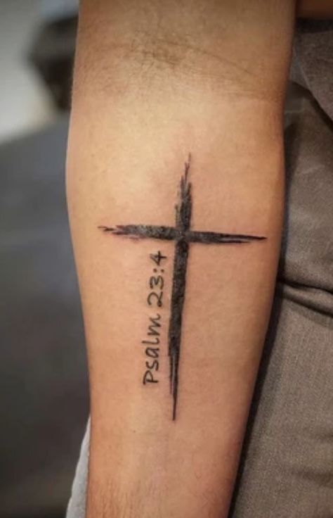 Bible Patchwork Tattoo, Psalm 144:1 Tattoo, Simplistic Christian Tattoos, Small Men’s Tattoo Forearm, Scripture Tattoos For Men Forearm, Christian Forearm Tattoo For Men, Small Cross Tattoo For Men, Bible Verse Tattoos For Men Forearm, Cross Tattoos For Men Forearm