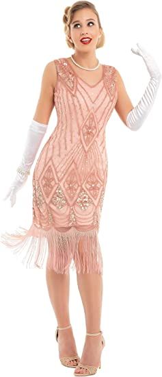 Rose Gold Flapper Dress, 1920s Dress Gatsby, Pink Flapper Dress, Gold Flapper Dress, Flapper Dress 1920s, Flapper Girl Dress, Women 1920s, Gold Flapper, Gatsby Wedding Dress