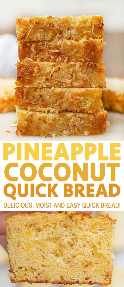 Pineapple?Coconut Bread is an easy quick bread that's rich and moist with the flavors of the tropics that's perfect for dessert or breakfast! #pineapple #coconut #quickbread #cake #dessert #hawaii #dinnerthendessert Coconut Quick Bread, Pineapple Coconut Bread, Calligraphy Decor, Easy Quick Bread, Pineapple Bread, Tiramisu Dessert, Pineapple Desserts, Coconut Bread, Pineapple Recipes