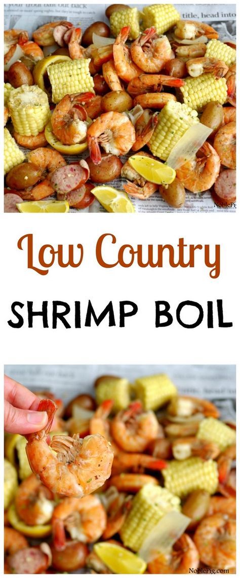 VIDEO + Recipe: This Low Country Shrimp Boil is a great way to feed a crowd in a casual way. So easy to make on the stove and serve on newspaper for a fun get-together. It's an awesome year-round dish from NoblePig.com. via @cmpollak1 Low Country Shrimp Boil, Seafood Broil, Shrimp Boil Recipe, Cook Shrimp, Country Boil, Low Country Boil, Seafood Boil Recipes, Boiled Food, Shrimp Boil