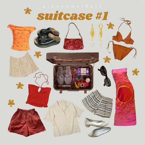 🧳 pick a suitcase 🌴 • which place did you get? 🌟 should i make more of these? 💌 • [featuring gifted jewelry from @ottomanhands ] • fc: 100k date: june 28th • tags: #glowyamethyst #moodboard #moodboards #spring #summeroutfits #summercloset #fashiontrends #summerclothes Leo Energy, Fancy Things, Mood Board, Lookbook, Summer Outfits, Amethyst, Energy, Tags, Fashion Trends