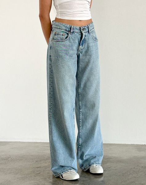 Roomy Extra Wide Low Rise Jeans in Washed Blue Green Wide Blue Jeans Outfit, Wide Length Jeans, Over Sized Jeans, Extra Baggy Jeans, Jean Oversize, Washed Blue Jeans, Blue Wide Leg Jeans, Wide Leg Baggy Jeans, Jeans Oversize