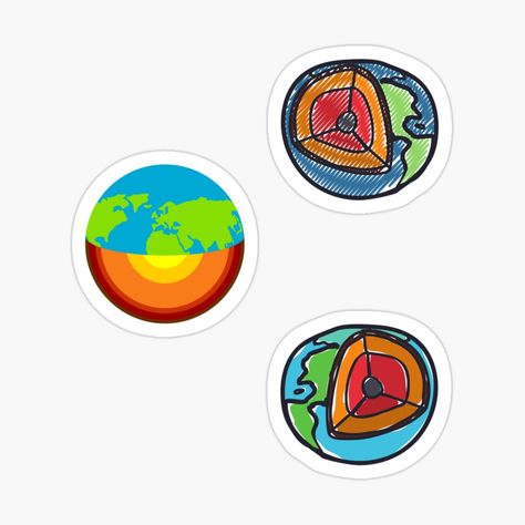 Get my art printed on awesome products. Support me at Redbubble #RBandME: https://www.redbubble.com/i/sticker/Earth-geology-layers-by-Ainar67/77162528.JCQM3?asc=u Earth Science Design For Notebook, Earth Science Design, Earth's Spheres, Science Stickers, Earth Surface, Plate Tectonics, Hand Art Drawing, Hand Art, Earth Science