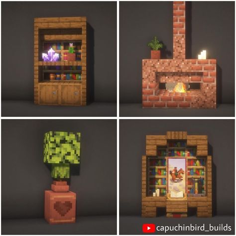 Capuchinbird • Minecraft builds and inspiration! (@capuchinbird) • Instagram fotoğrafları ve videoları Minecraft Hangout Room Ideas, Living Room Minecraft Ideas Cottage, Cool Minecraft House Interior Ideas, What To Put In Minecraft House, Minecraft Bedroom Inspiration, Minecraft Couple Bedroom Ideas, Minecraft Bed Rooms, Useful Builds In Minecraft, Minecraft Building Ideas Exterior