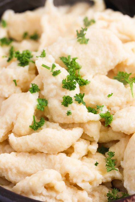 Learn how to make Nokedli or Hungarian dumplings, the perfect side dish for paprikash, goulash, or pörkölt. A fool-proof nokedli recipe for the best dumplings. #whereismyspoon #nokedli #nokedlirecipe #hungariandump-lings #hungariannokedli Hungarian Dumplings Chicken Paprikash, Polish Hunters Stew Recipe, Polish Chicken And Dumplings, Hungarian Sausage Dishes, Polish Potato Dumplings (kopytka) Recipe, Haluski Recipe Polish Dumplings, Polish Dumplings Recipe, Paprikash Dumplings, Galushki Recipe