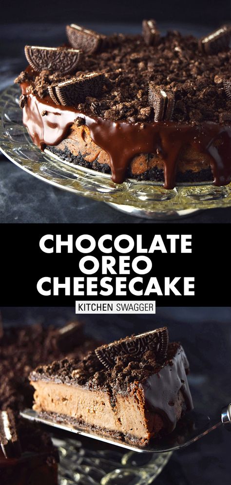 Chocolate Cheesecake Recipe Easy, Chocolate Oreo Cheesecake Recipe, Chocolate Oreo Cheesecake, Oreo Ideas, Oreo Cheesecake Recipe, Chocolate Cheesecake Recipe, Triple Chocolate Cheesecake, Oreo Cheesecake Recipes, Dessert Treats