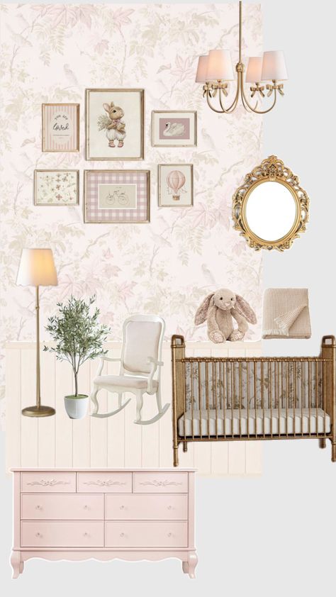 Beatrix Potter Nursery, Vintage Girl Nursery, Girl Nursery Pink, Dreamy Nursery, Baby Deco, Baby Nursery Inspiration, Nursery Pink, Kids Bedroom Designs