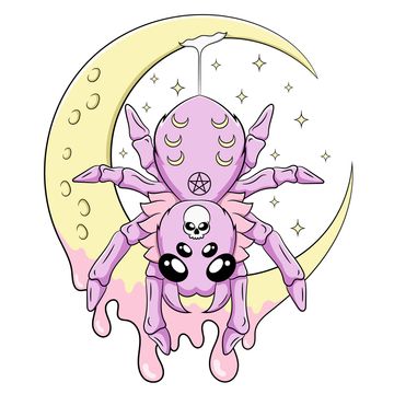 Spooky Bunny, Spider Png, Halloween Nature, Kawaii Spider, Goth Spider, Creepy Kawaii, Spider Drawing, Cute Creepy, Pastel Goth Art