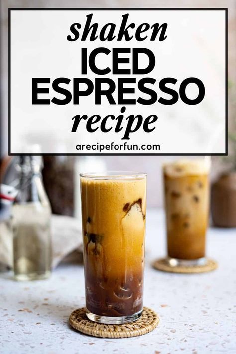 This double shot iced shaken espresso is a homemade version of a coffeehouse favorite! The best part is that it is easily customizable to your preferences, and you can make it in a matter of minutes! It uses homemade simple syrups so there are real ingredients in your finished coffee, making it taste better than ever! Shaken Espresso At Home, Shaken Espresso Recipe, Iced Shaken Espresso, Seasonal Coffee Drinks, Espresso Drink Recipes, Espresso Recipe, Espresso Drink, Shaken Espresso, Simple Syrups