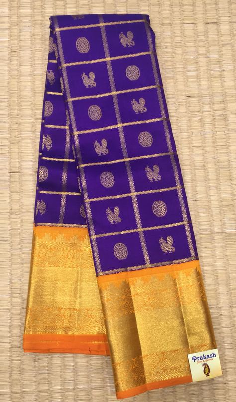 Prakash silks traditional sarees with contrast Prakash Silks Kanchipuram, Prakash Silks, Kanchi Saree, Blue Silk Saree, Checks Saree, Simple Saree Designs, New Saree Designs, Traditional Silk Saree, Silk Saree Kanchipuram