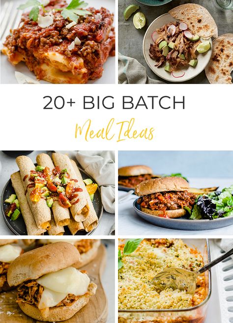 Large Batch Meals, Batch Cooking Freezer, Big Batch Recipes, Meals For Families, Batch Cooking Recipes, Batch Meals, Family Meal Prep, Big Family Meals, Batch Recipes