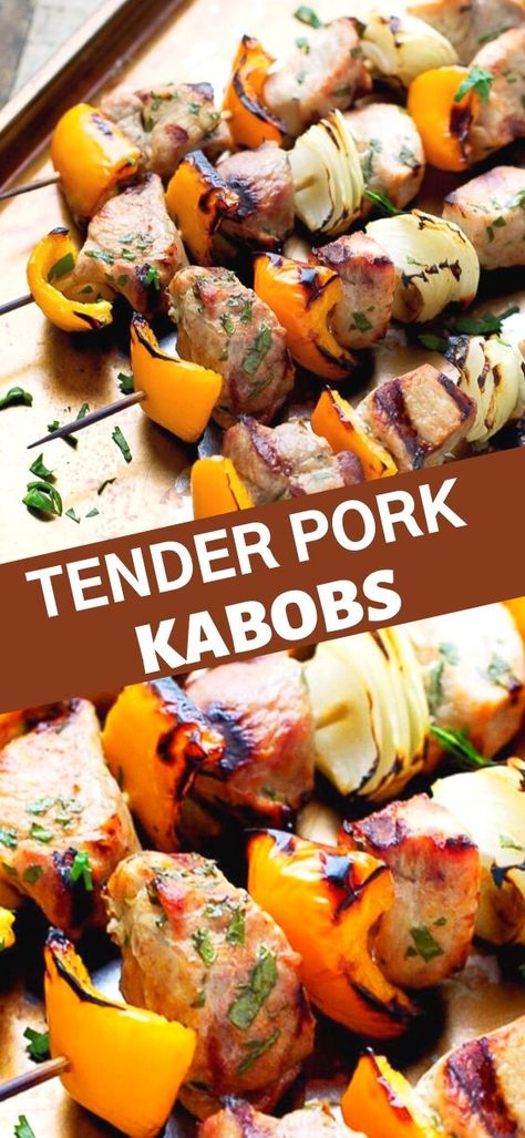 Bbq Pork Kabobs On The Grill, Marseille, Pork Kabob Recipes, Pork Kabobs On The Grill Marinade, Grilling Skewers Ideas, Pork Loin Kabobs, Pork Shish Kebabs Recipes, Pork Kabobs In Air Fryer, Marinade For Kabobs On The Grill