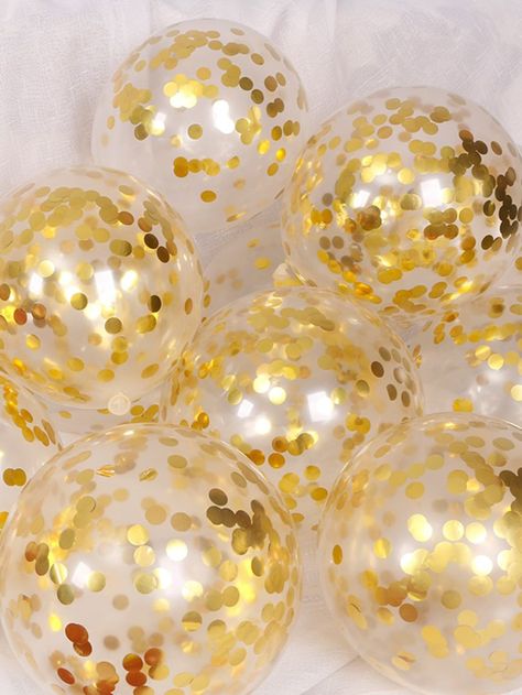 Gold  Collar  Latex  Balloons Embellished   Event & Party Supplies Clear Balloon, Sparkle Birthday, Glitter Balloons, Clear Balloons, Golden Birthday, Birthday Party Balloon, Sequin Decor, Gold Confetti, Letter Balloons