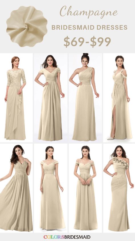 Champagne bridesmaid dresses on sale $69-99, in 600+ custom-made styles and all sizes. 150+colors, made to order, fast arrived, color sample available. #colsbm #bridesmaids #bridesmaiddresses #champagnewedding #weddingideas #champagnedress b1286 Dark Red Wedding, Braidsmaid Dresses, Champagne Wedding Colors, Groom And Groomsmen Suits, Neutral Bridesmaid Dresses, White Bridal Gown, Wedding Color Combos, Stunning Bridesmaid Dresses, Champagne Bridesmaid Dresses