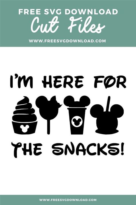 Here For The Snacks Svg, Here For The Snacks, Cricut Svg Files Free, Disney Free, Disney Trip Shirts, Diy Disney Shirts, Disney Snacks, Svg Disney, Disney World Shirts