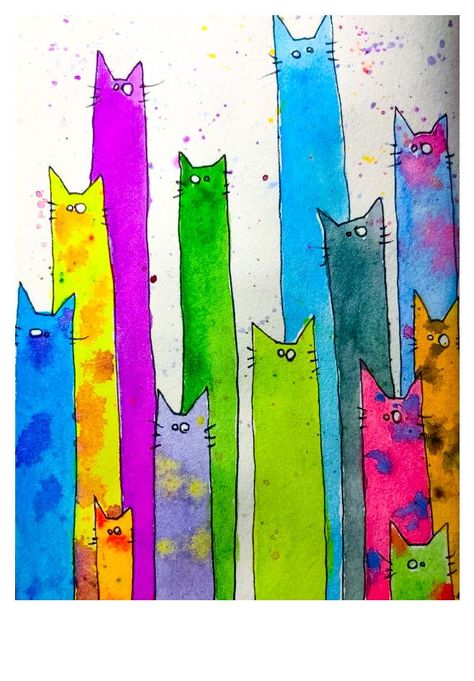 Watercolour Rainbow, Cat Wall Shelves, Watercolor Birthday Cards, Watercolor Birthday, Diy Watercolor Painting, Watercolor Rainbow, Diy Watercolor, Cat Wall, Crochet Cat