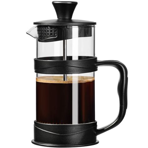 PARACITY French Press Coffee/Tea Maker, Camping Mini Coffee/Tea Press of 304 Stainless Steel Filter and Heat Resistant Glass, Glass French Press, Pouring Coffee, Portable Coffee Maker, French Press Coffee Maker, Coffee Press, Cold Brew Coffee Maker, Aromatic Oils, Frothing Milk, French Press Coffee