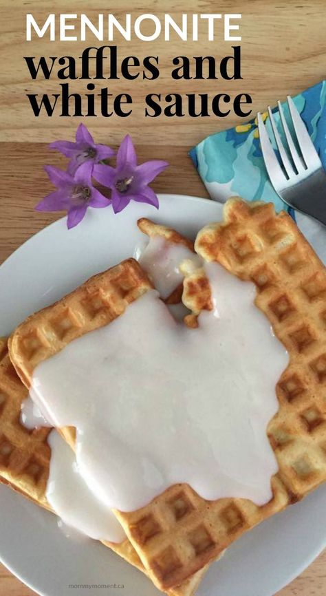 Waffle Pudding Recipe, Breakfast Feast, Creamy White Sauce, Mennonite Recipes, Breakfast Pastry, White Sauce Recipes, Waffle Maker Recipes, Crispy Waffle, Homemade Waffles