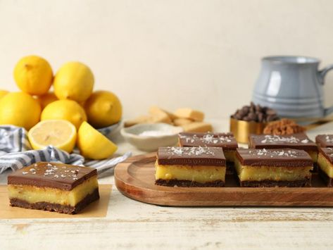 Chocolate Lemon Bars Recipe | Food Network Kitchen | Food Network Chocolate Lemon Bars, Dessert Recipes Chocolate, Top Desserts, Chocolate Lemon, Chocolate Shortbread, Skillet Chocolate Chip Cookie, Lemon Bars Recipe, Recipes Chocolate, Decadent Chocolate Cake