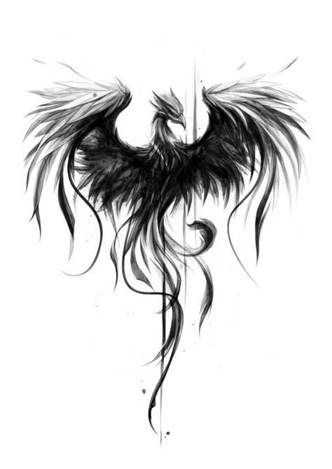 Pheonix Tattoo Black And Gray, Smoky Phoenix Tattoo, Black Phoenix Tattoo Women, Adapt And Overcome Tattoo, Phonex Tattoo Designs, Gothic Phoenix Tattoo, Maleficent Phoenix Form, Phenix Tattoo Designs, Pheinox Bird