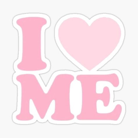 "I Heart Me" Sticker for Sale by cherrymagnet | Redbubble I Heart Me Wallpaper, Me Pfp, I Heart Me, Finish The Heart, Me Wallpaper, Pink Stickers, Me Sticker, Scrapbook Printing, Cute Laptop Stickers