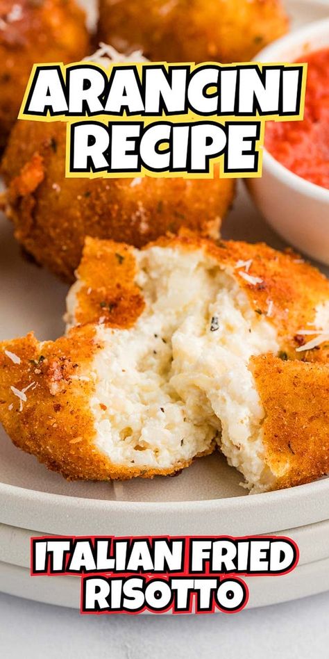 Easy Arancini Balls, Rice Balls Recipe Easy, Rice Croquettes Recipe, Rice Balls Italian, Arancini Recipe Italian, Italian Rice Balls Recipe, Rice Croquettes, Arancini Rice Balls, Using Leftover Rice