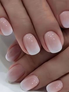 Square Ombre Acrylic Nails, Square Ombre, Acrylic Nails Short, Faded Nails, Ombre Acrylic, Nails Short Square, Short Fake Nails, Light Pink Nails, Press On Nails Short